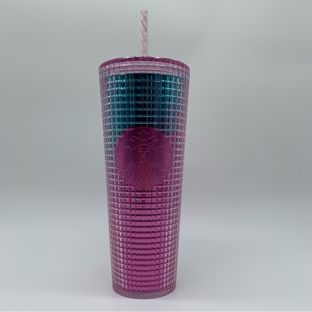 Starbucks Blue Pink Ombré Disco Grid Venti Tumbler